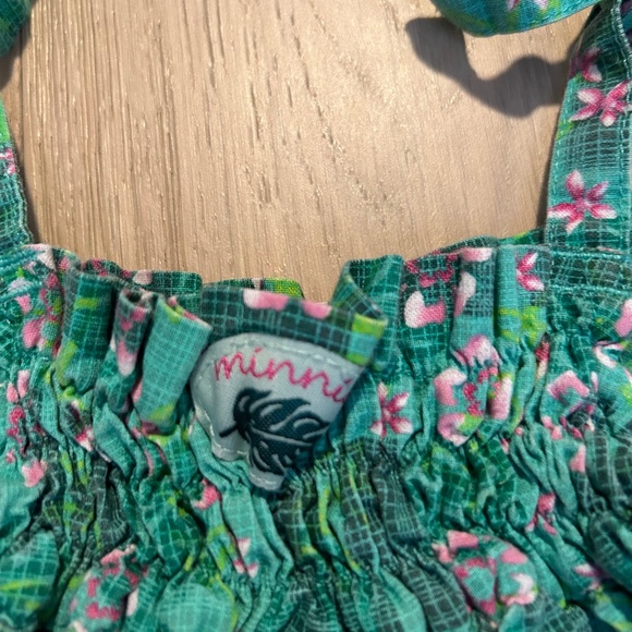 Vintage Disney Minnie Green Floral Sleeveless Romper for Girls Size 6M - Picture 5 of 7